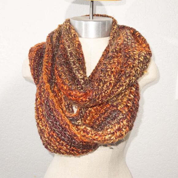 Unbranded Orange Multi‎ Knitted Infinity Scarf - Picture 1 of 4
